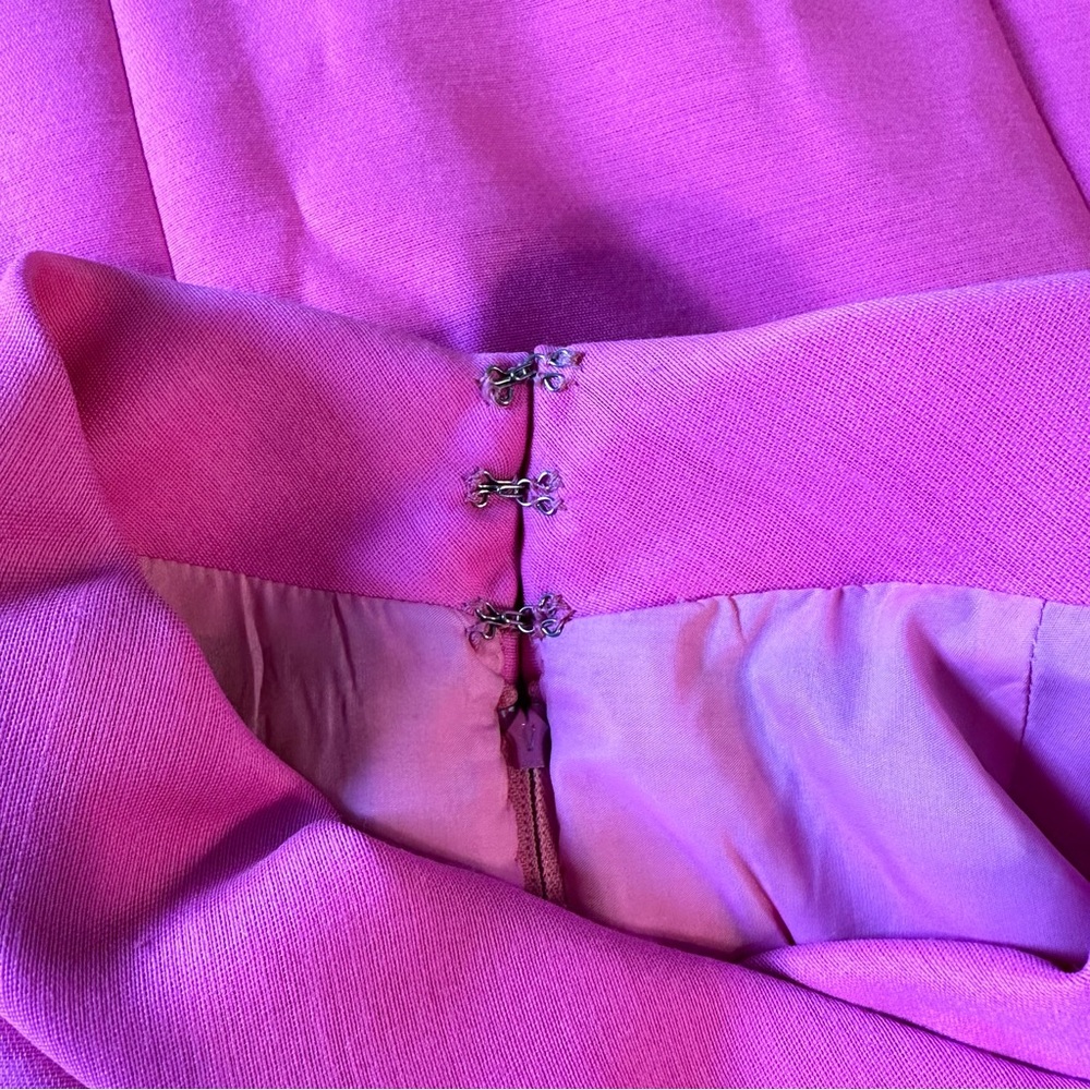 60’s Vintage Hot Pink Party Dress Cap Sleeve Bow Detail Cocktail Retro - Picture 10 of 13